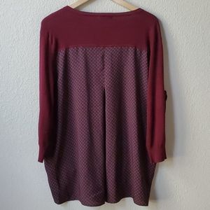 BLL NY Maroon multi fabric scoop neck sweater XL